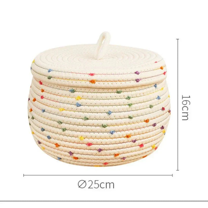 Lisslune | Large storage basket made of cotton rope with lid