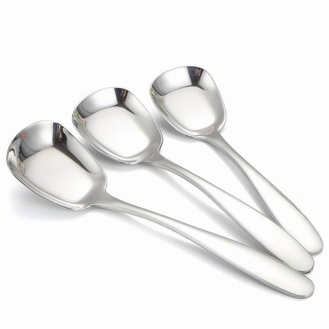 Lisslune | Lepeluxe – 3-piece Stainless Steel Serving Spoon Set with Flat Bottom