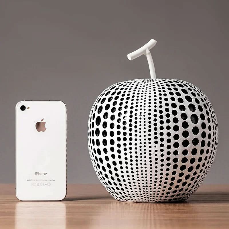 Lisslune | MonoApple Decorative Figurine – Black & White Polka Dot Apple