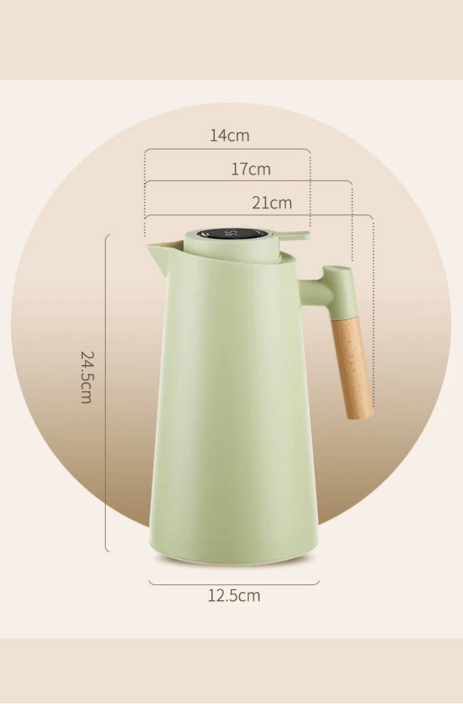 Lisslune | Lattea – Thermal Jug with Temperature Display, Leak-Proof Design & Wooden Handle