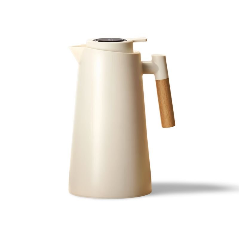 Lisslune | Lattea – Thermal Jug with Temperature Display, Leak-Proof Design & Wooden Handle