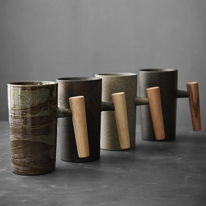 Lisslune | LATTECRAFT – Nordic Earth Latte Cups Handmade Ceramic Coffee Mugs with Ergonomic Grip