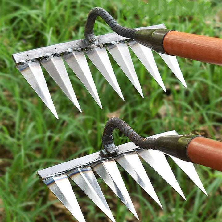 Lisslune | Steel Garden Rake | Heavy-Duty Stainless Steel with Deep-Penetrating Tines for Effortless Weeding and Lawn Care
