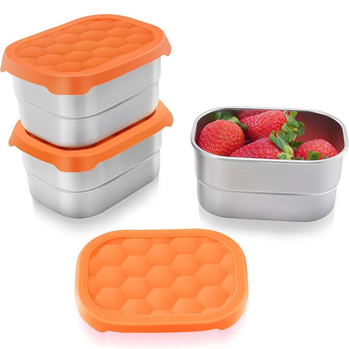 Lisslune | Leak-proof Stainless Steel Snack Containers with Silicone Lid - 250ml