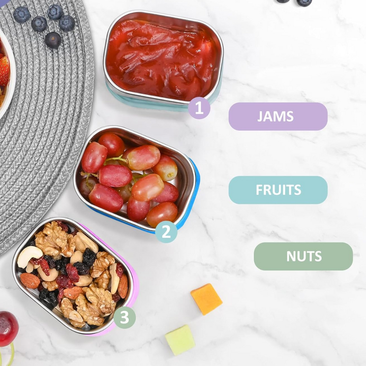 Lisslune | Leak-proof Stainless Steel Snack Containers with Silicone Lid - 250ml