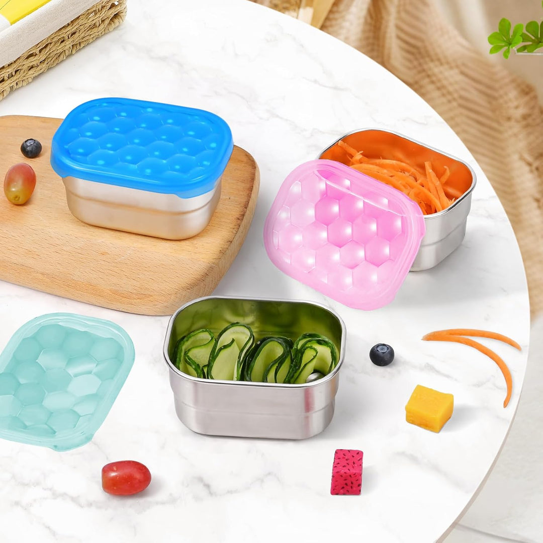 Lisslune | Leak-proof Stainless Steel Snack Containers with Silicone Lid - 250ml