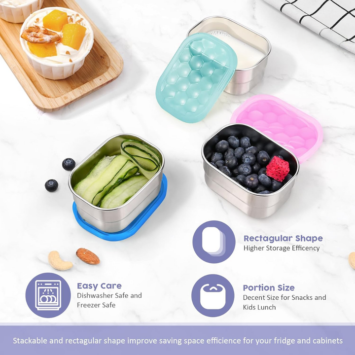 Lisslune | Leak-proof Stainless Steel Snack Containers with Silicone Lid - 250ml