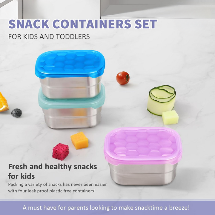 Lisslune | Leak-proof Stainless Steel Snack Containers with Silicone Lid - 250ml