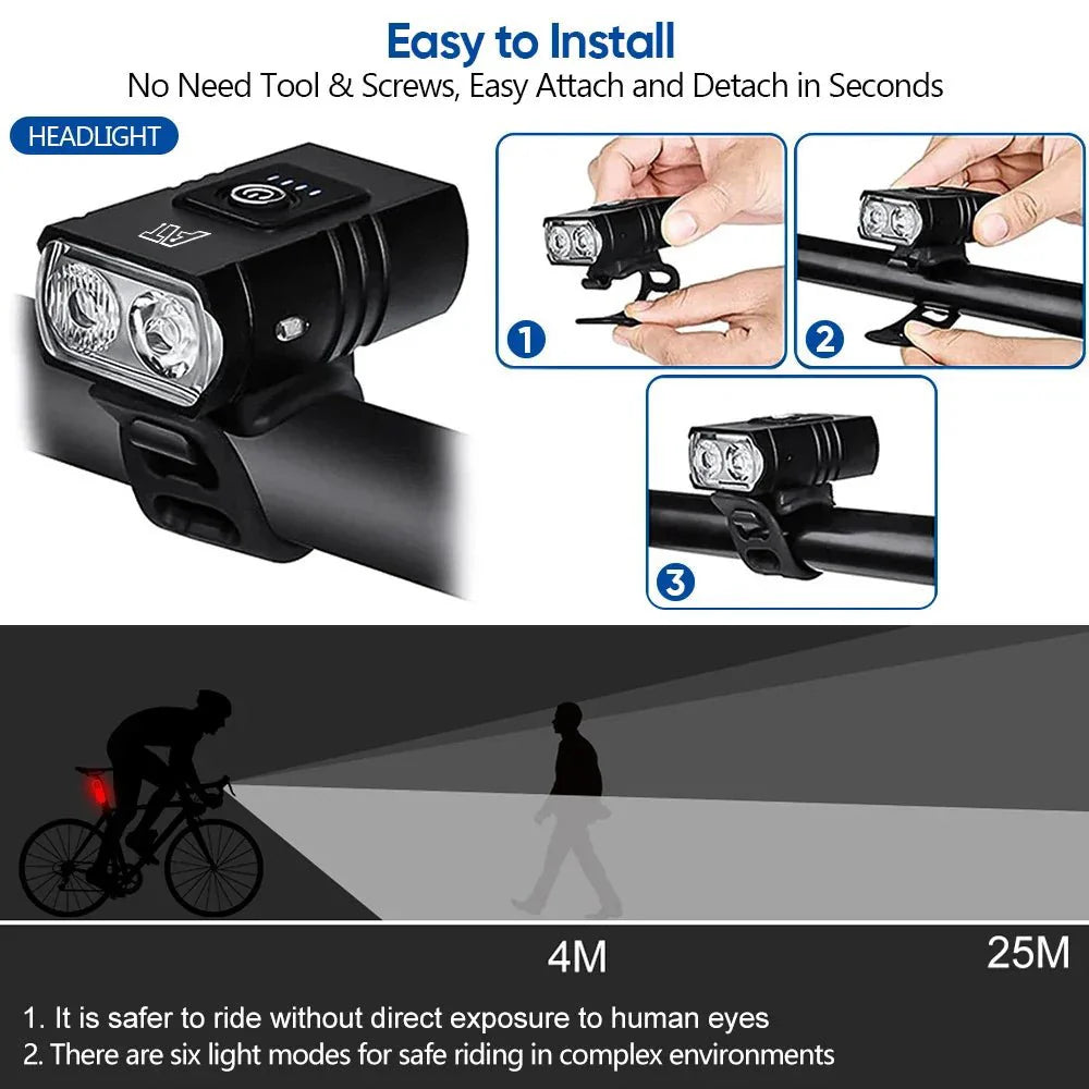 Lisslune | LED Bike Light – Rechargeable bike light with 6 modes for optimal visibility & safety