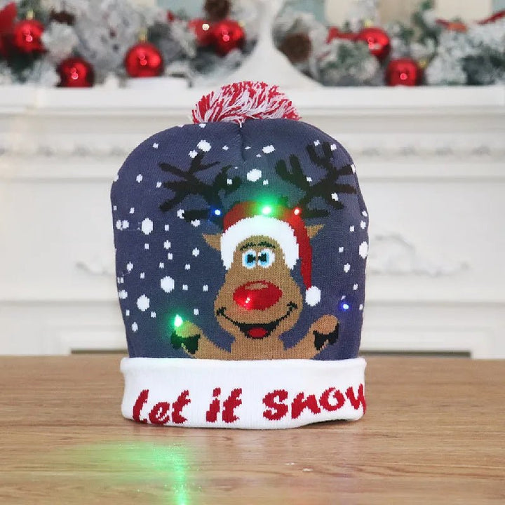 Lisslune | LED Christmas Beanie - Unisex Knitted Beanie  for Christmas and New Year