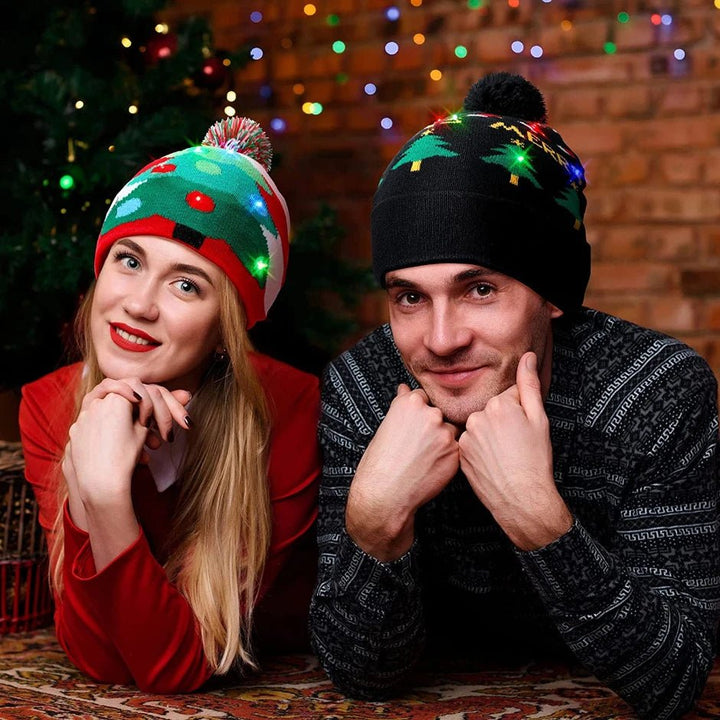 Lisslune | LED Christmas Beanie - Unisex Knitted Beanie  for Christmas and New Year