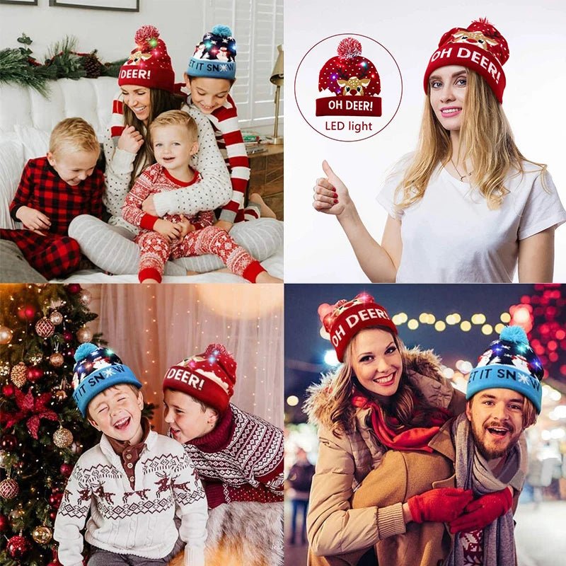 Lisslune | LED Christmas Beanie - Unisex Knitted Beanie  for Christmas and New Year