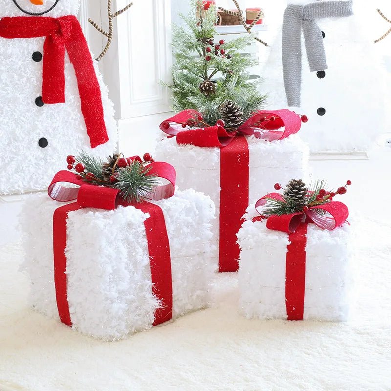 Lisslune | LED Christmas Christmas Tree, Snowman or Gift Box Decoration – Snowman & Fawn Tree Decorations, Perfect Holiday Ornaments & New Year Gifts