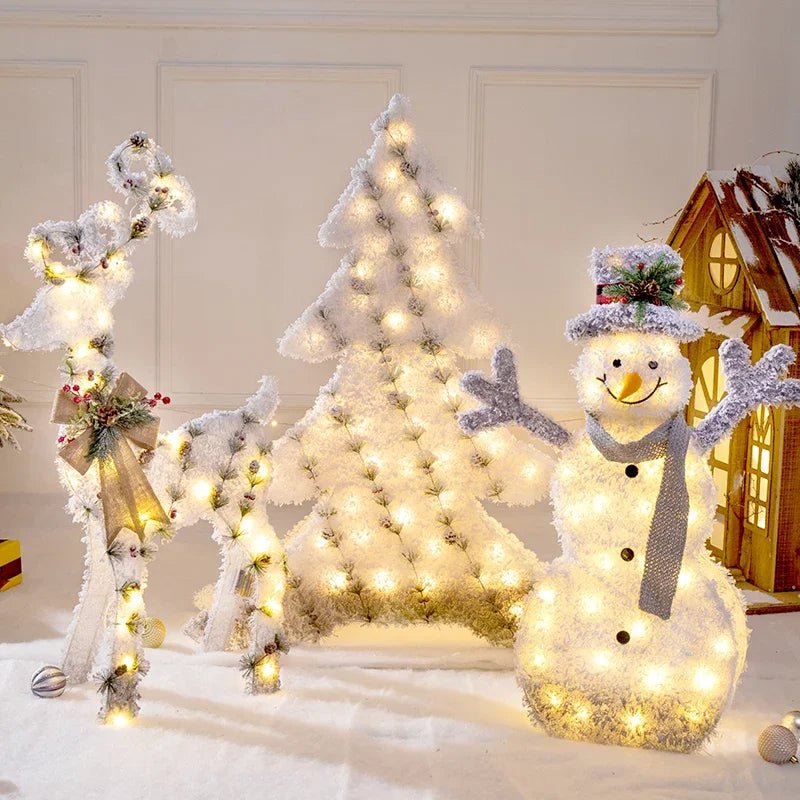 Lisslune | LED Christmas Christmas Tree, Snowman or Gift Box Decoration – Snowman & Fawn Tree Decorations, Perfect Holiday Ornaments & New Year Gifts