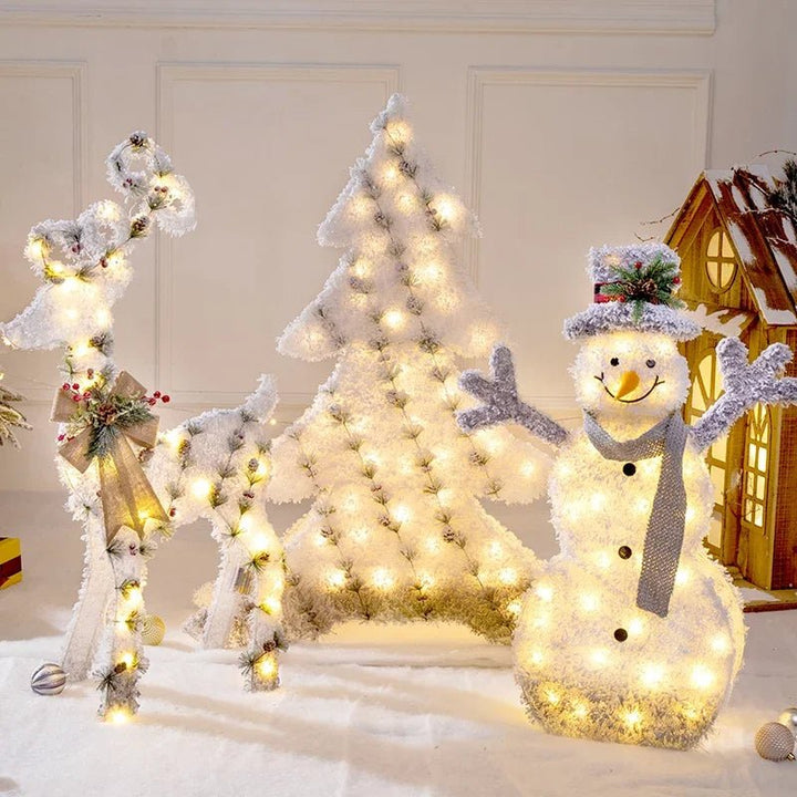 Lisslune | LED Christmas Christmas Tree, Snowman or Gift Box Decoration – Snowman & Fawn Tree Decorations, Perfect Holiday Ornaments & New Year Gifts