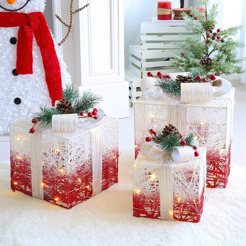 Lisslune | LED Christmas Christmas Tree, Snowman or Gift Box Decoration – Snowman & Fawn Tree Decorations, Perfect Holiday Ornaments & New Year Gifts