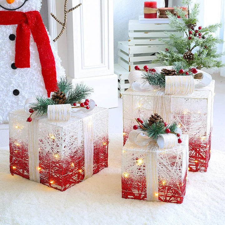 Lisslune | LED Christmas Christmas Tree, Snowman or Gift Box Decoration – Snowman & Fawn Tree Decorations, Perfect Holiday Ornaments & New Year Gifts