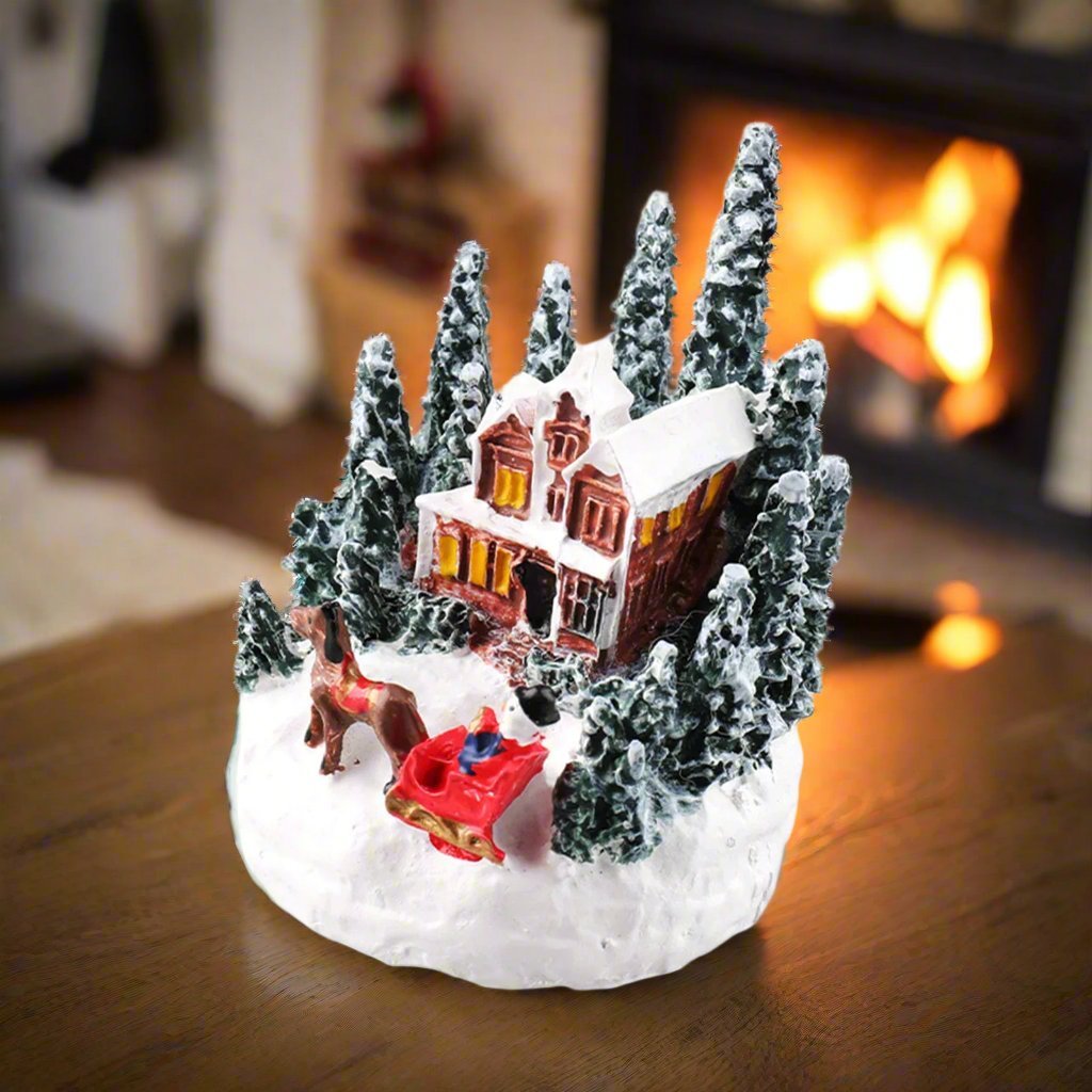 Lisslune | LED Christmas Village Miniature Set – Snowy Resin Houses for Festive Home Décor & Delightful Gifts for Kids & Friends