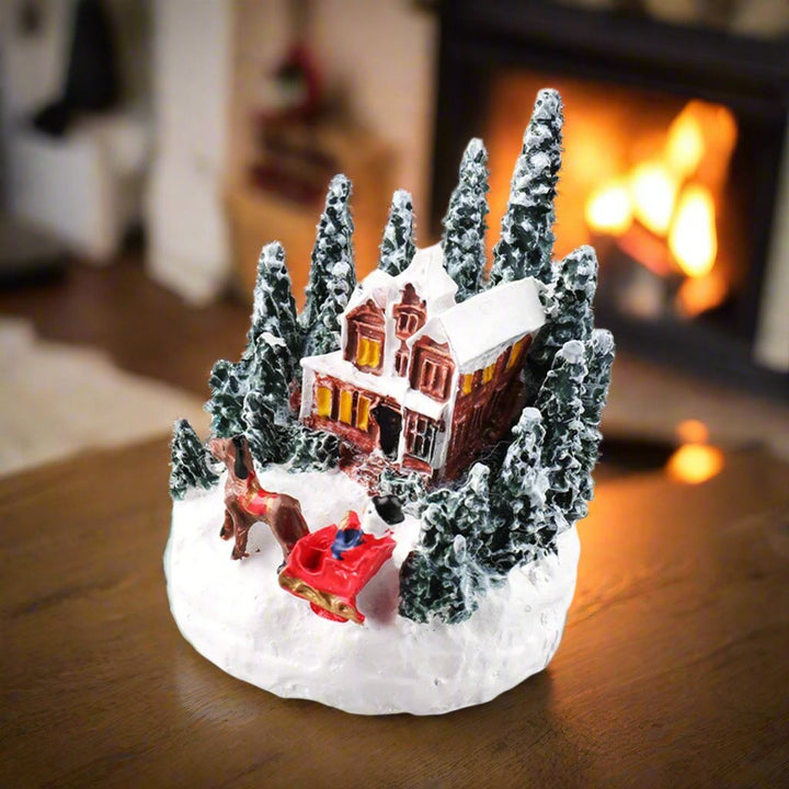 Lisslune | LED Christmas Village Miniature Set – Snowy Resin Houses for Festive Home Décor & Delightful Gifts for Kids & Friends