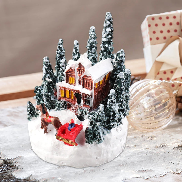 Lisslune | LED Christmas Village Miniature Set – Snowy Resin Houses for Festive Home Décor & Delightful Gifts for Kids & Friends