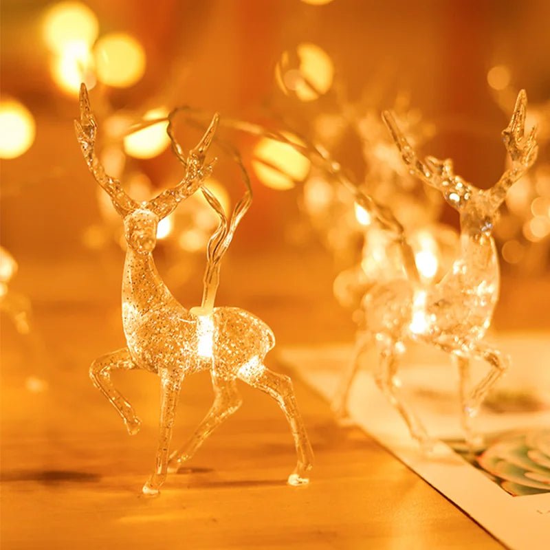 Lisslune | LED Deer Fairy Lights – Battery-Powered Holiday String Lights for Magical Christmas Home, Bedroom, & Living Room Decor