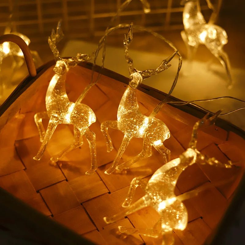 Lisslune | LED Deer Fairy Lights – Battery-Powered Holiday String Lights for Magical Christmas Home, Bedroom, & Living Room Decor