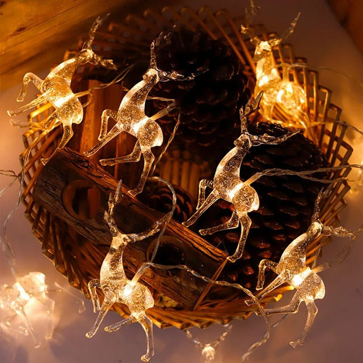 Lisslune | LED Deer Fairy Lights – Battery-Powered Holiday String Lights for Magical Christmas Home, Bedroom, & Living Room Decor