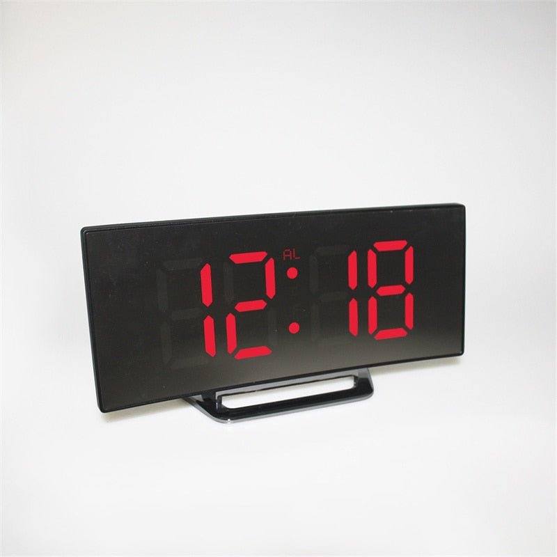 Lisslune | LED Digital Alarm Clock – Curved Mirror Display, Table Clock with Snooze Function, Electronic Table Display, Bedroom and Living Room Decor