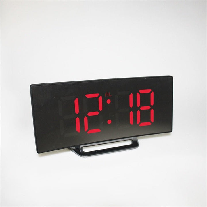 Lisslune | LED Digital Alarm Clock – Curved Mirror Display, Table Clock with Snooze Function, Electronic Table Display, Bedroom and Living Room Decor