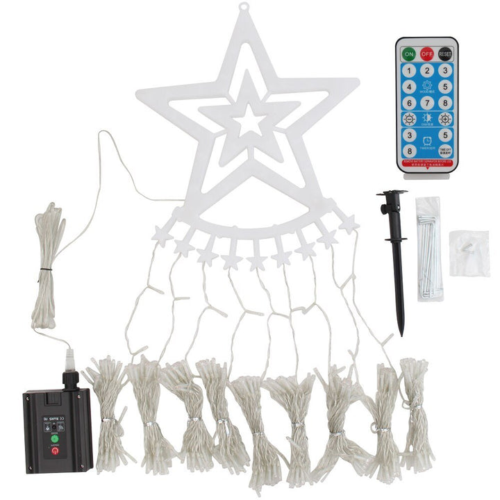 Lisslune | Led Five-Pointed Star Waterfall Mountable Christmas Tree Light for Yard Outdoor Deco