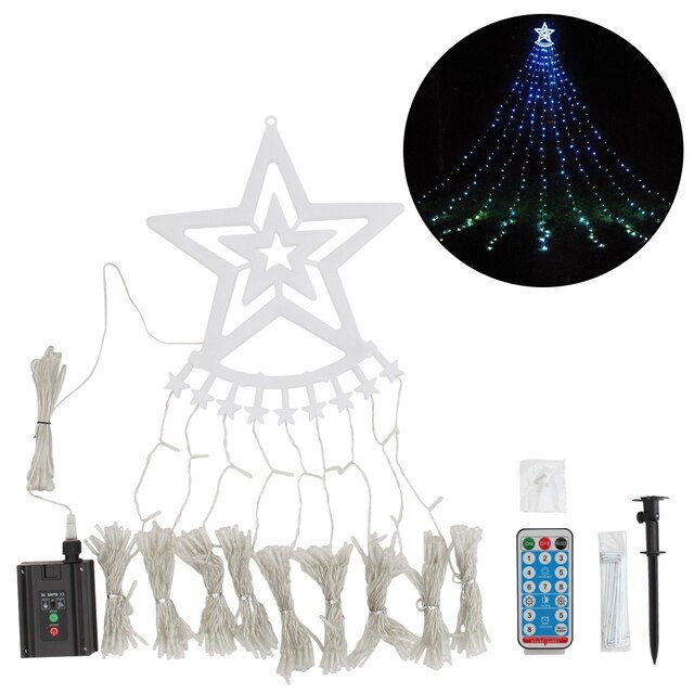 Lisslune | Led Five-Pointed Star Waterfall Mountable Christmas Tree Light for Yard Outdoor Deco