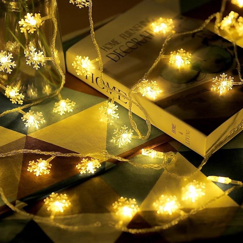 Lisslune | LED Snowflake Lights - String Garland  Christmas Lights