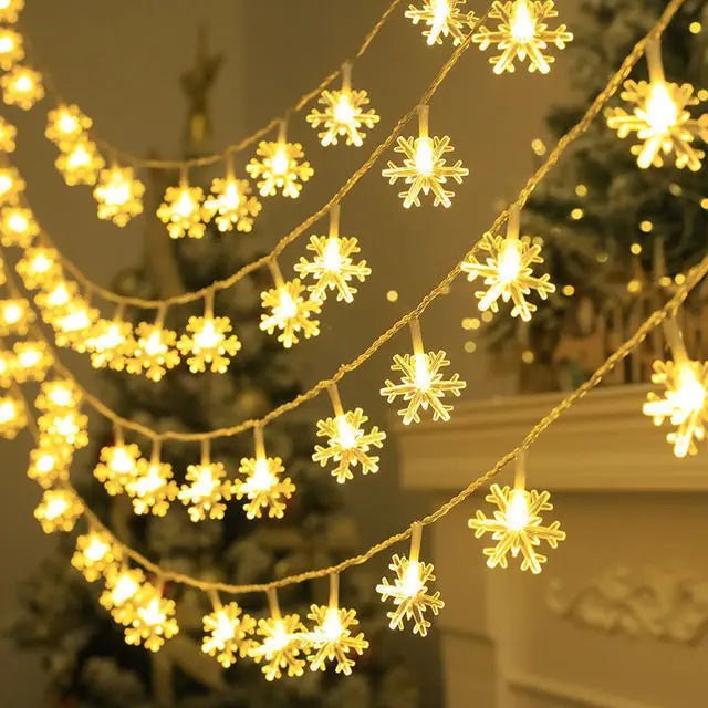 Lisslune | LED Snowflake Lights - String Garland  Christmas Lights