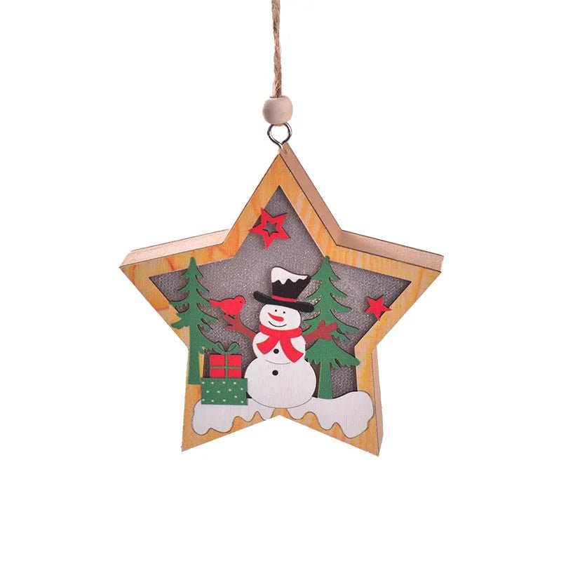 Lisslune | LED Wooden Christmas Ornaments – Festive Christmas Tree Decorations, Perfect for Holiday DIY Gifts & New Year Decor