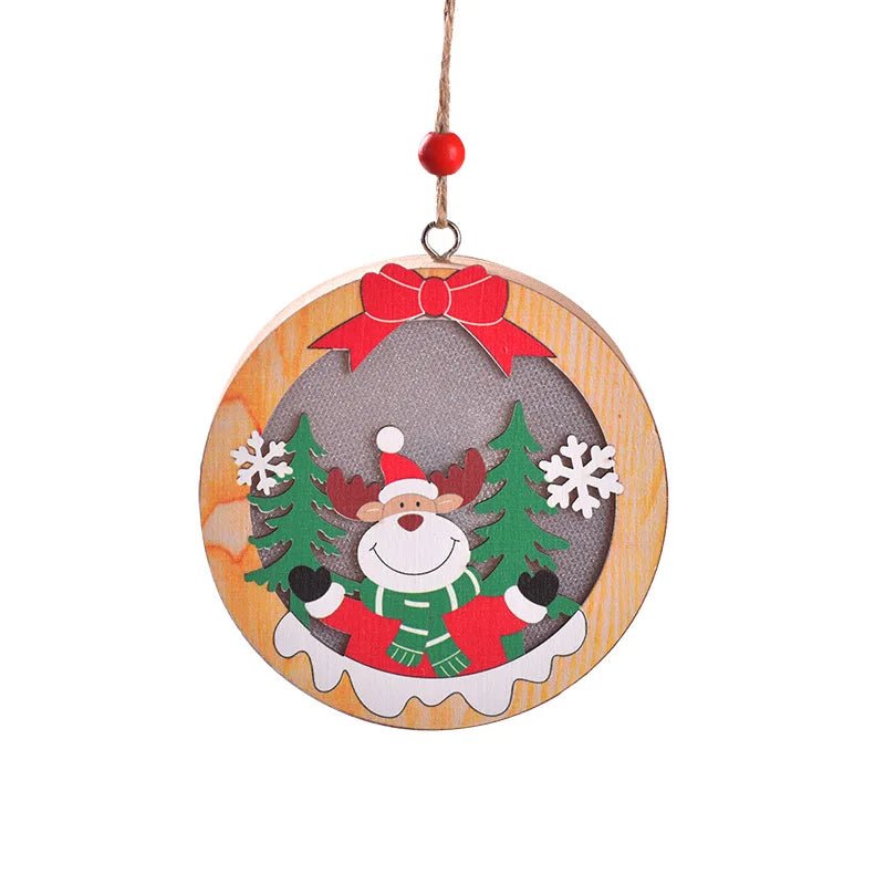 Lisslune | LED Wooden Christmas Ornaments – Festive Christmas Tree Decorations, Perfect for Holiday DIY Gifts & New Year Decor