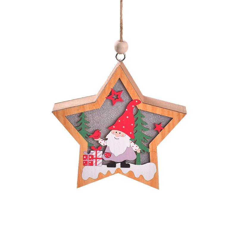 Lisslune | LED Wooden Christmas Ornaments – Festive Christmas Tree Decorations, Perfect for Holiday DIY Gifts & New Year Decor