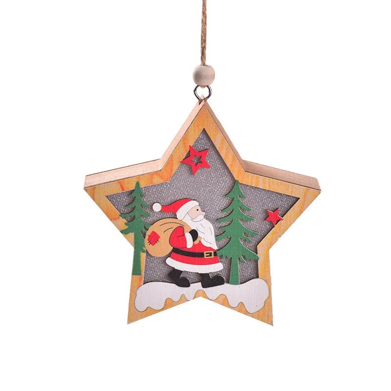 Lisslune | LED Wooden Christmas Ornaments – Festive Christmas Tree Decorations, Perfect for Holiday DIY Gifts & New Year Decor