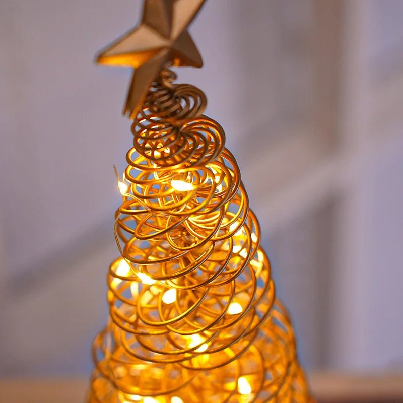 Lisslune | LED Wrought Christmas Tree Spiral Light Table Ornament – Elegant Atmosphere Lamp for Bedroom & Holiday Décor