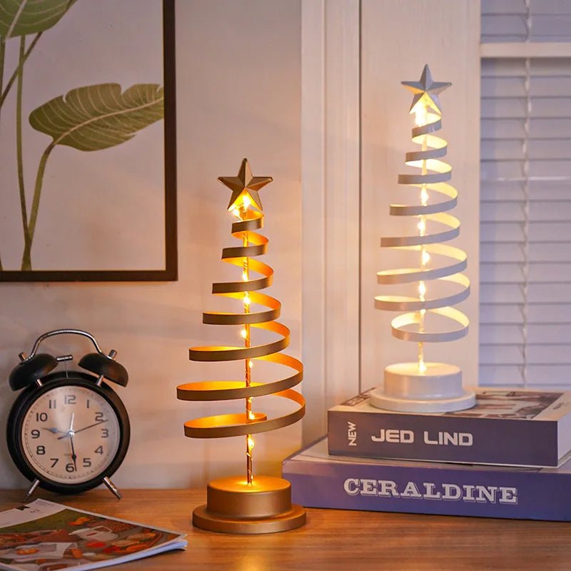 Lisslune | LED Wrought Christmas Tree Spiral Light Table Ornament – Elegant Atmosphere Lamp for Bedroom & Holiday Décor