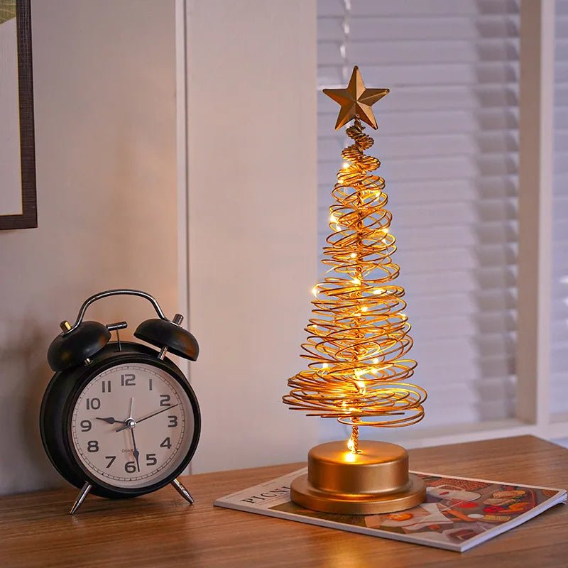 Lisslune | LED Wrought Christmas Tree Spiral Light Table Ornament – Elegant Atmosphere Lamp for Bedroom & Holiday Décor