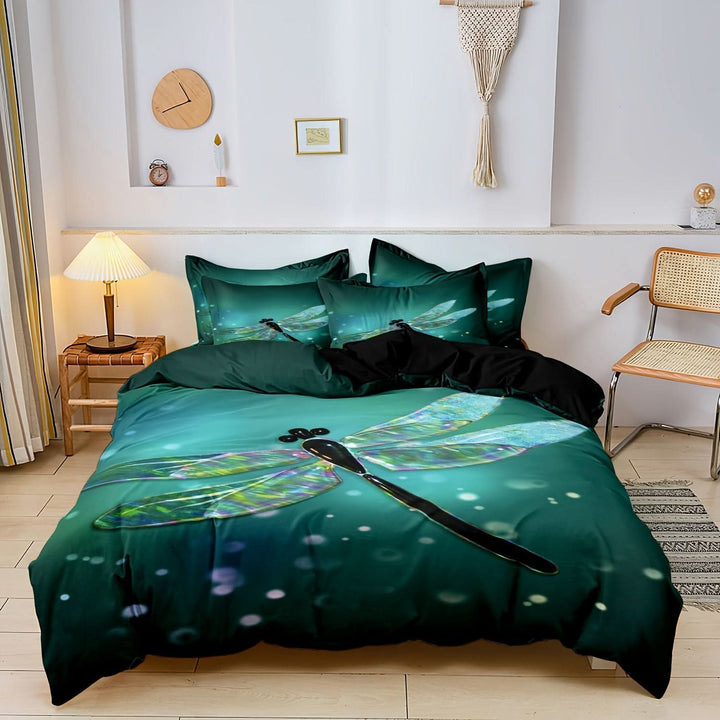 Lisslune | Luxury Cotton Satin Dragonfly Bedding Set