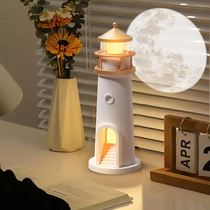 Lisslune | Lighthouse Moon Projection Lamp – Dimmable Bluetooth Ambient Light with Motion Sensor, Perfect for Nighttime Serenity & Christmas Gifting