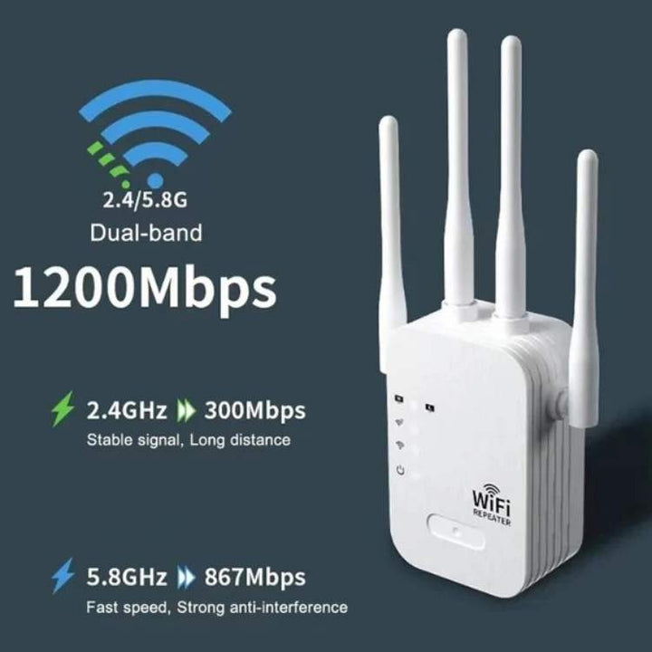 Lisslune | Long-Range Outdoor WiFi Booster | Dual-Band, 1200Mbps Speed for Total Coverage in Garden & Garage