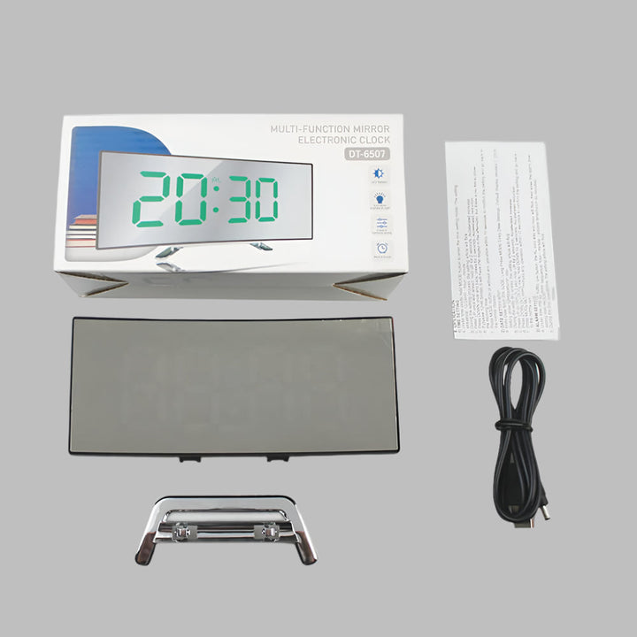 Lisslune | Curved LED Alarm Clock | Compact Design with Snooze Function for Bedroom or Study Use