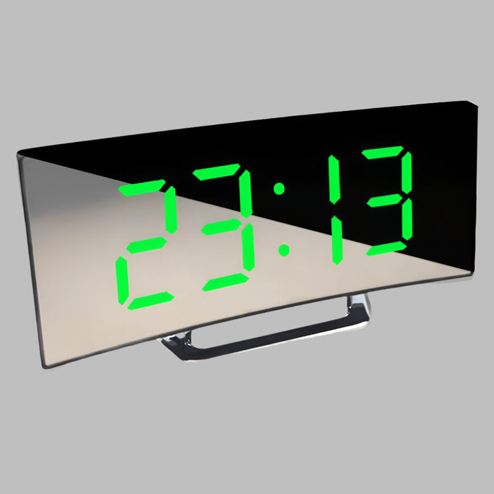 Lisslune | Curved LED Alarm Clock | Compact Design with Snooze Function for Bedroom or Study Use
