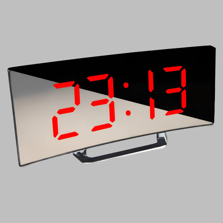 Lisslune | Curved LED Alarm Clock | Compact Design with Snooze Function for Bedroom or Study Use