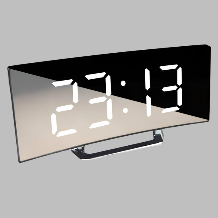 Lisslune | Curved LED Alarm Clock | Compact Design with Snooze Function for Bedroom or Study Use