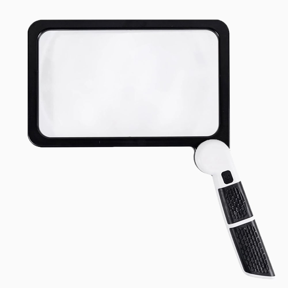 Lisslune | Full-Sided Handheld Magnifying Glass – 5X Magnification, LED Illuminated Magnifier with 3 Modes, Ideal for Reading Books and for Seniors