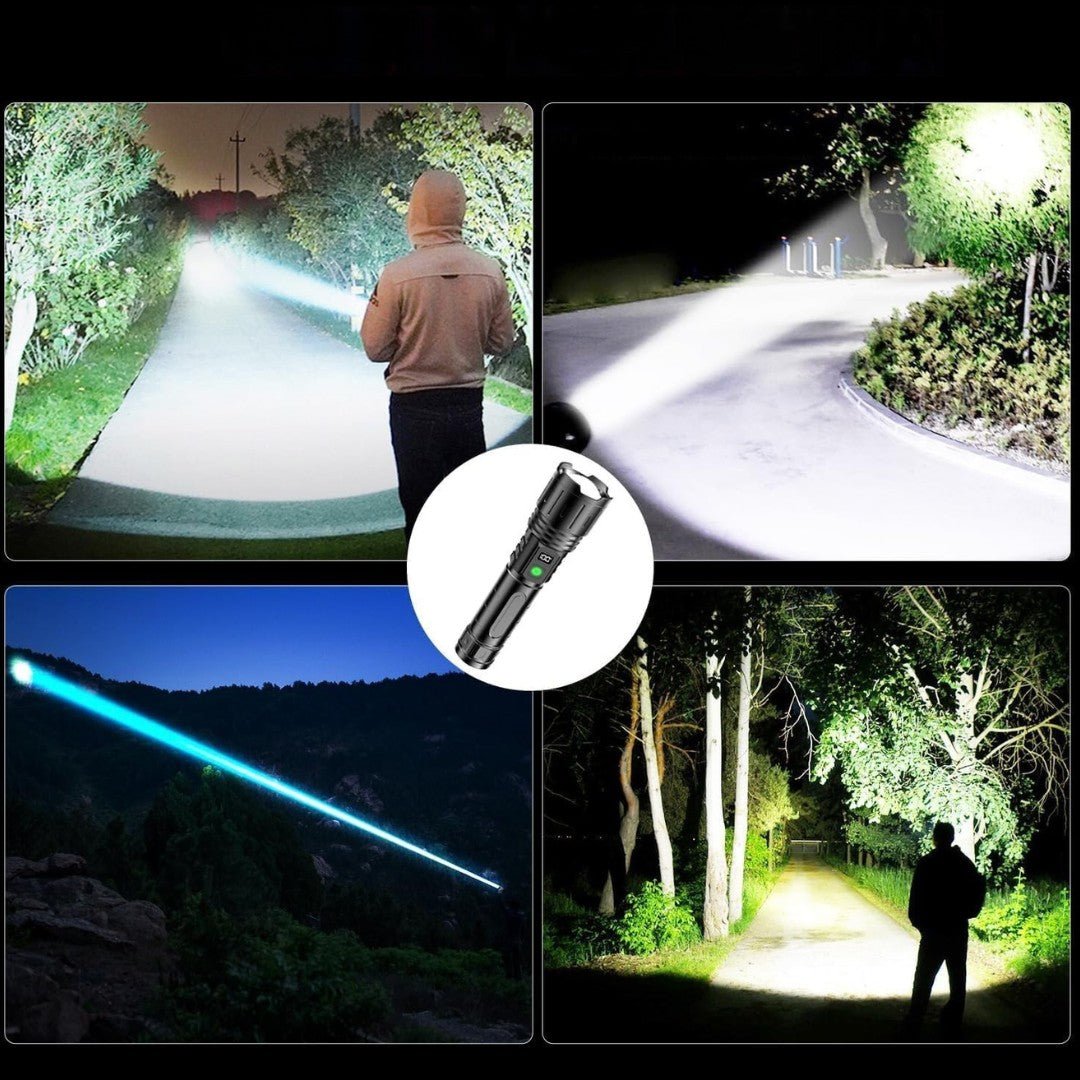Lisslune | 100,000 Lumen Rechargeable LED Flashlight | Waterproof, Impact-Resistant & Ideal for Hiking, Emergencies & Power Outages