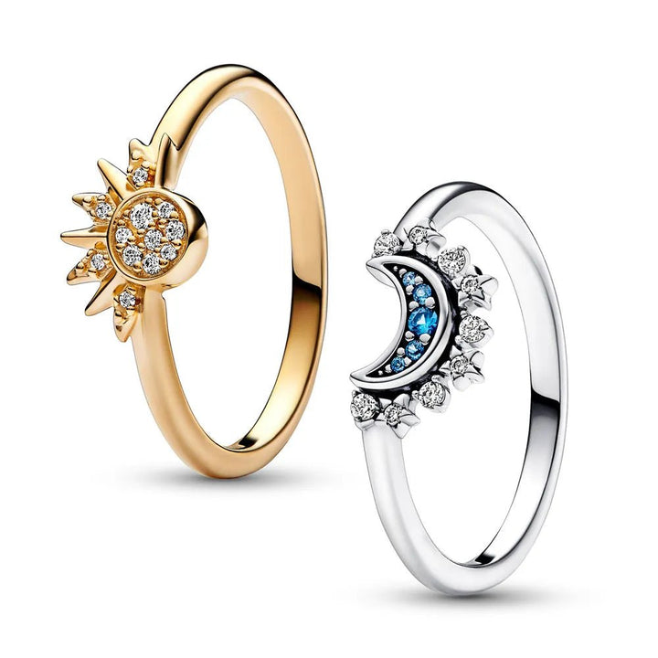 Lisslune | HELIARA RING – Sterling Silver Crystal Ring with Sun & Moon Design